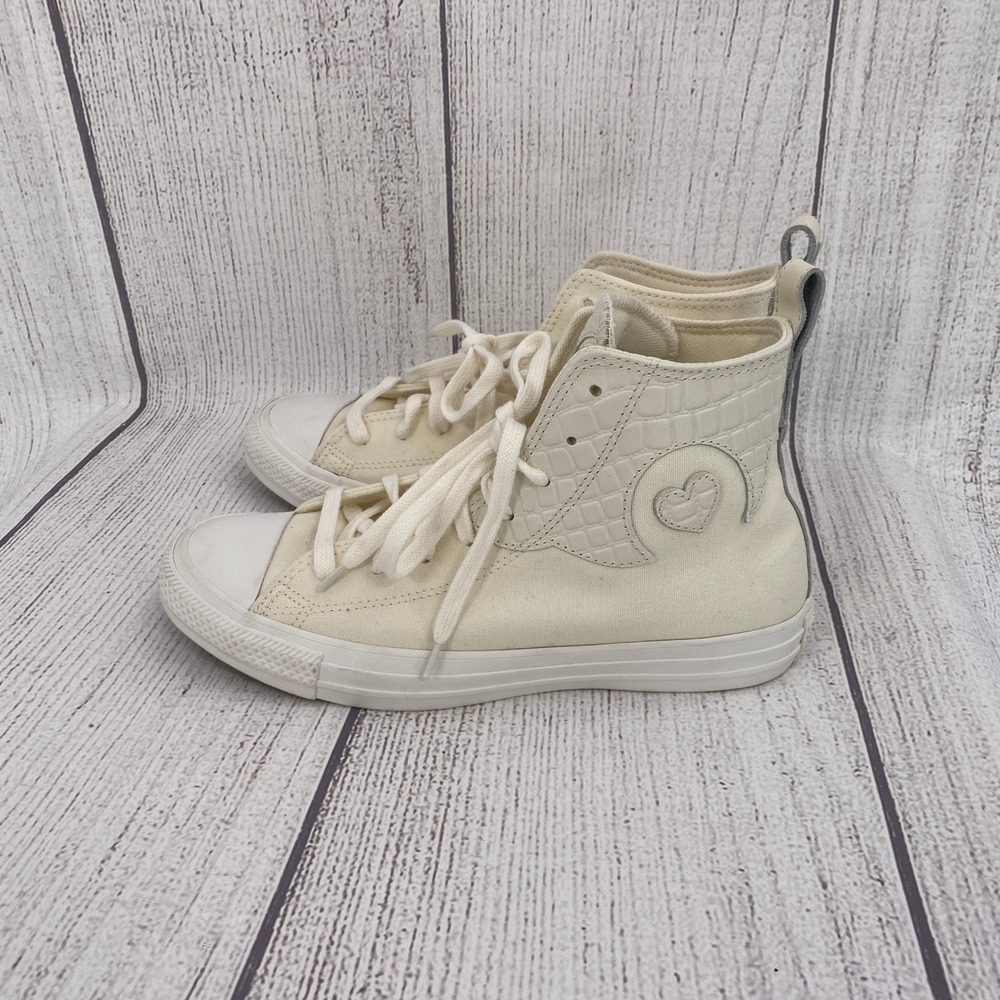 Converse Chuck Taylor All Star Unisex 7M/9W Egret White Heart Croc Western - Picture 10 of 15